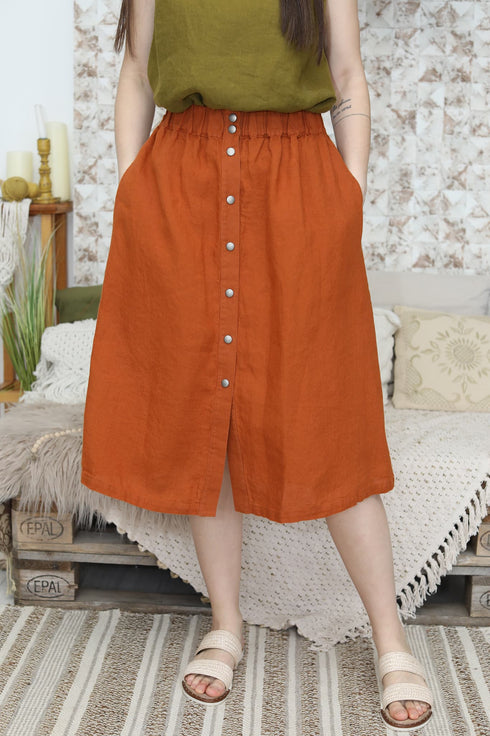 Image 17 of Linen midi skirt with an elastic waist in the back Nela from Baltic Linen